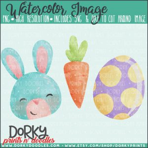 Blu Bunny Trio Watercolor Printable Art