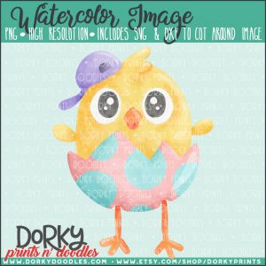 Chick Half Hatched Watercolor Printable Art