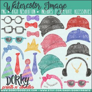 Family Characters Watercolor Printable Art - Accessories