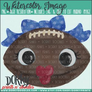 Football Monster Girl Watercolor Printable Art