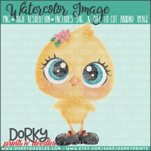 Fuzzy Chick Watercolor Printable Art