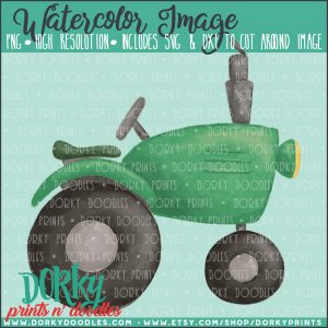 Green Tractor Watercolor Printable Art
