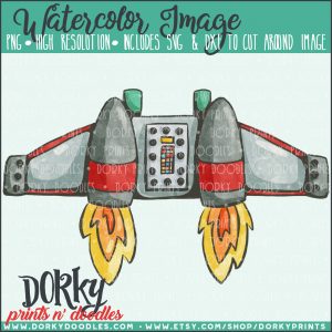 Jet Pack Watercolor Printable Art