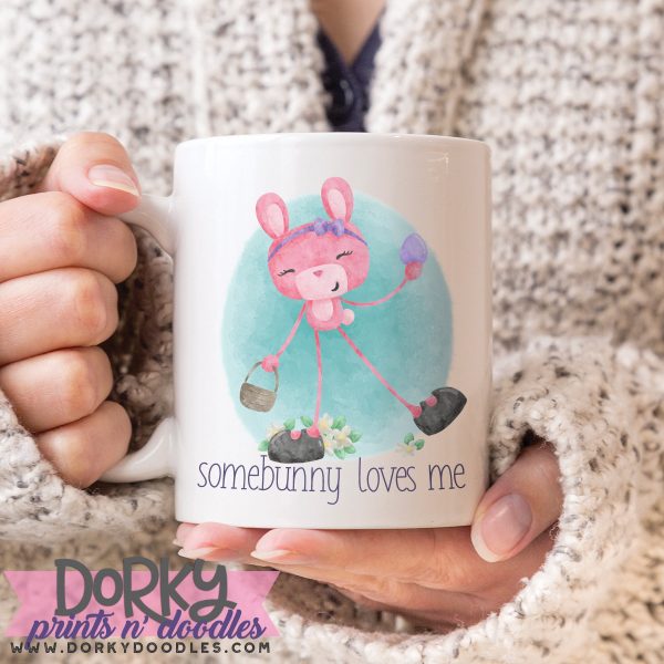 Pink Long Leg Bunny Watercolor Printable Art - Image 2