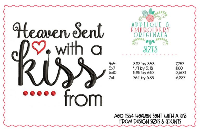 1554 Heaven Sent with a Kiss Embroidery Design - Image 3