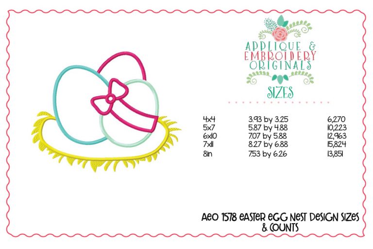 1578 Easter Egg Nest Applique Design - Image 4