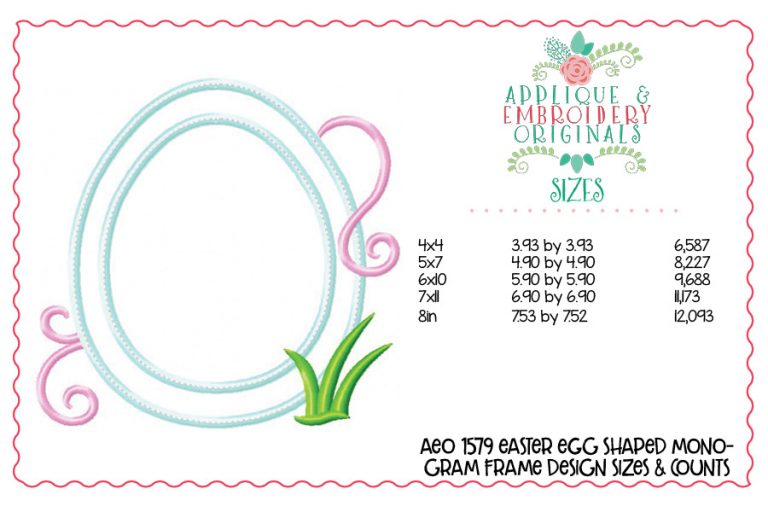 1579 Easter Egg Shaped Monogram Frame Applique Design - Image 2