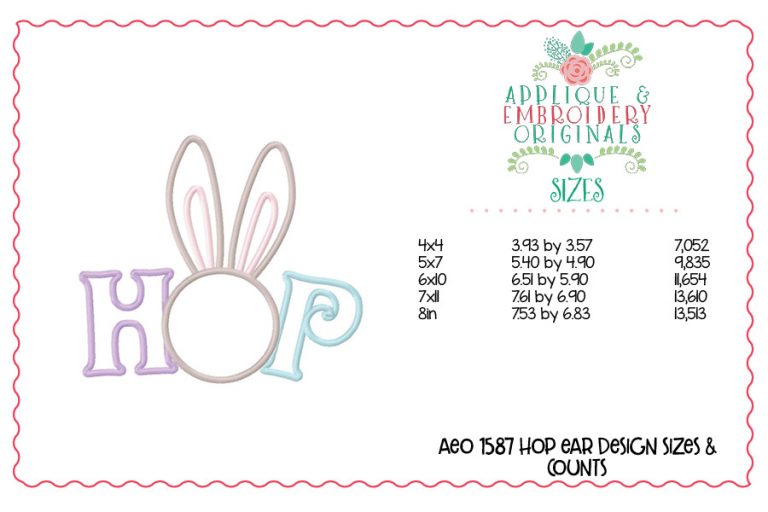1587 HOP Ear Applique Design - Image 3