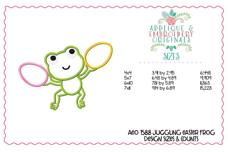 1588 Juggling Easter Frog Applique Design - Image 2
