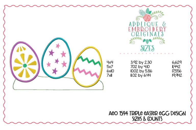 1594 Triple Easter Egg Applique Design - Image 3