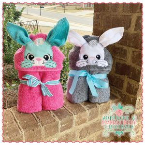 1599 Bunny Girl and Boy Hooded Towel Design Set