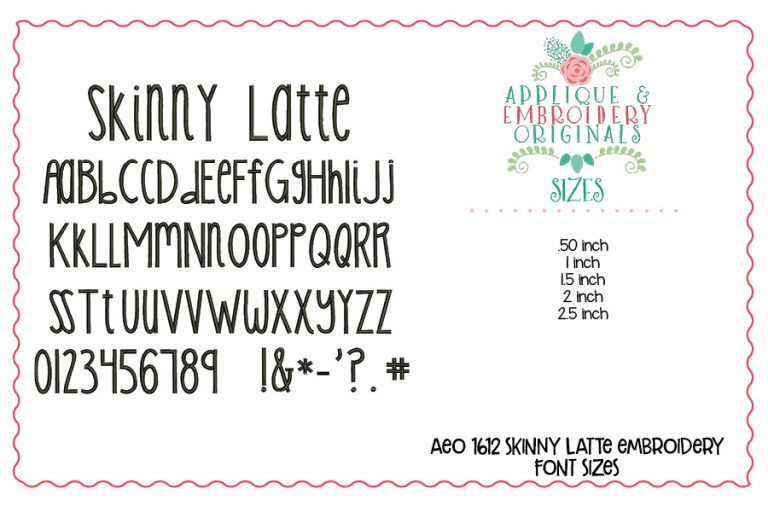 1612 Skinny Latte Embroidery Font - Image 3