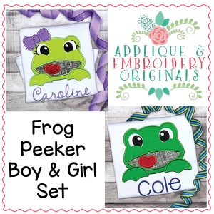 1621 Frog Peeker Set Applique Design