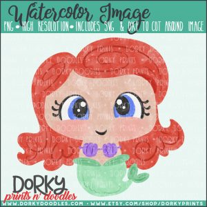 Mermaid Princess Watercolor Printable Art