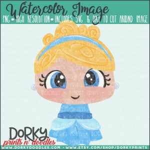 Cinderella Princess Watercolor Printable Art