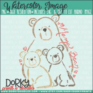 Mama Bear Watercolor Printable Art