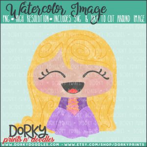 Rapunzel Princess Watercolor Printable Art