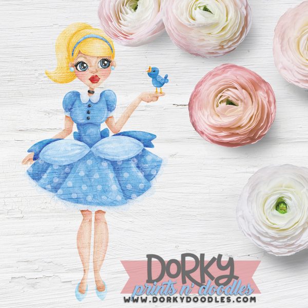 Retro Cinderella Watercolor Printable Art - Image 2