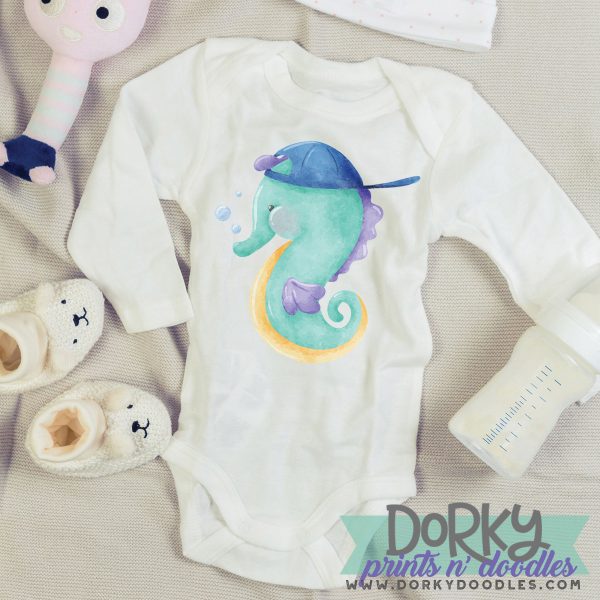 Seahorse Boy Watercolor Printable Art - Image 2