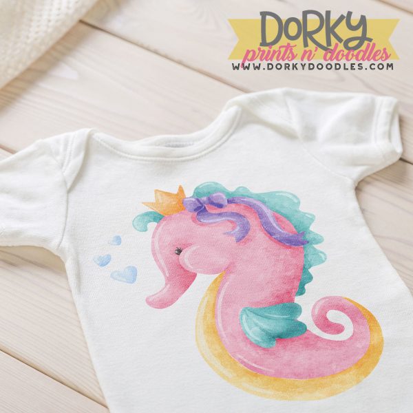 Seahorse Girl Watercolor Printable Art - Image 2