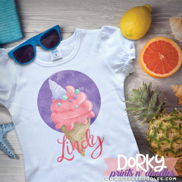 Unicorn Ice Cream Watercolor Printable Art - Image 2