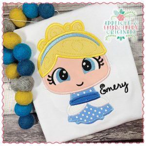 1454 Princess Girl in Blue Applique Design