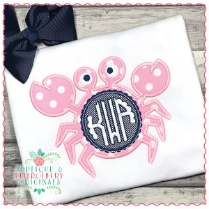 1706 Crab Scalloped Monogram Frame Applique Design