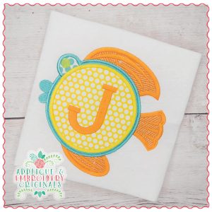 1707 Fish Monogram Frame Applique Design