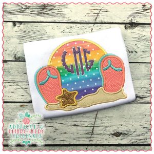 1709 Flip Flops Monogram Frame Applique Design