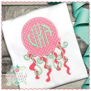 1710 Jellyfish Monogram Frame Applique Design