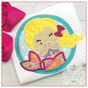 1733 Mermaid in Circle Applique Design