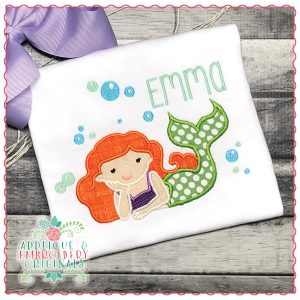 1734 Mermaid with Bubbles Applique Design