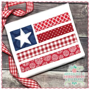 1752 Frayed Flag Applique Design