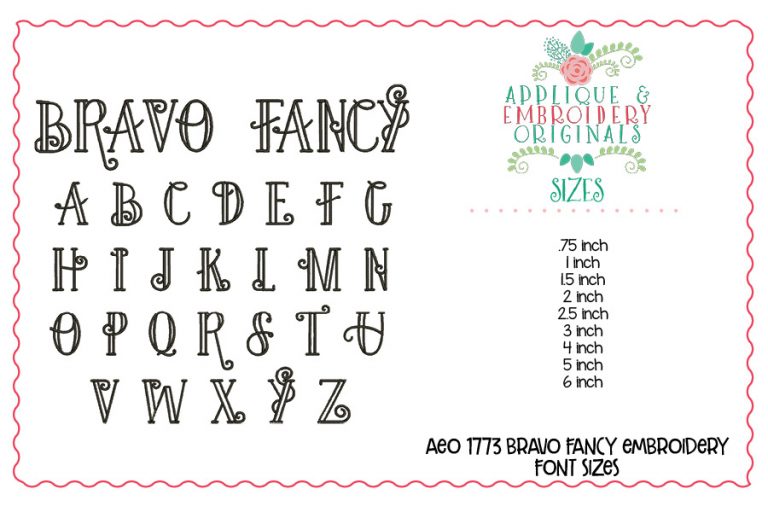 1774 Bravo Fancy Embroidery Font - Image 3