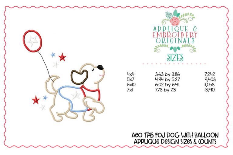 1745 FOJ Dog with Balloon Applique Design - Image 3