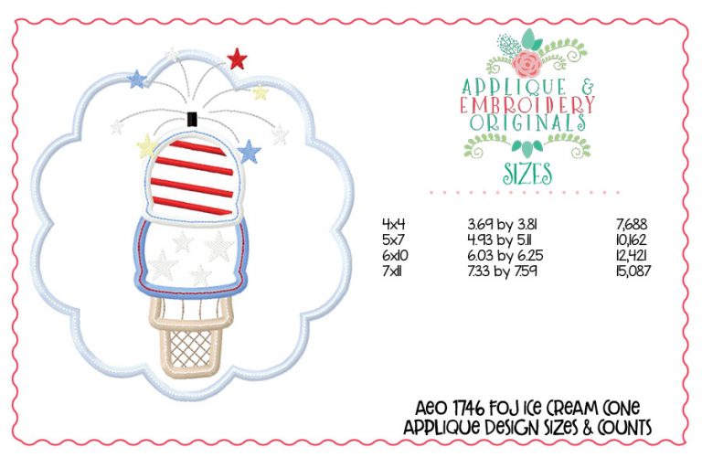 1746 FOJ Ice Cream Cone Applique Design - Image 3