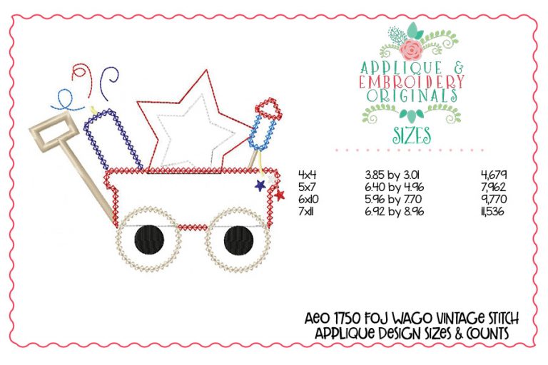 1750 FOJ Wagon Applique Design - Image 2