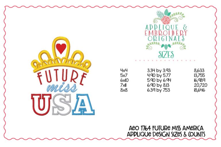 1764 Future Miss America Applique Design - Image 2
