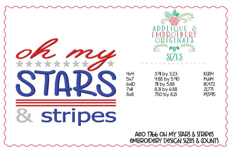 1766 Oh My Stars & Stripes Embroidery Design - Image 2