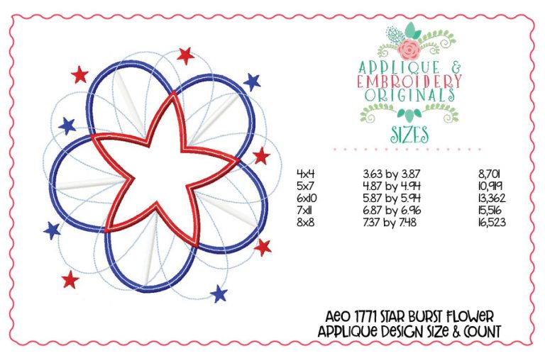 1771 Star Burst Flower Applique Design - Image 2
