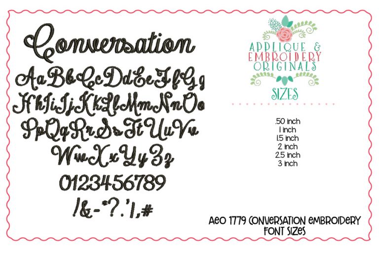 1779 Conversation Embroidery Font - Image 3