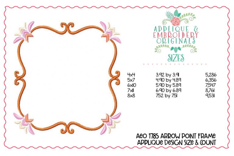 1785 Arrow Point Monogram Frame Embroidery Design - Image 2