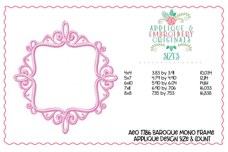 1786 Baroque Monogram Frame Embroidery Design - Image 3
