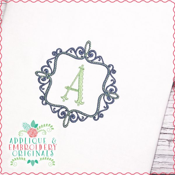 1786 Baroque Monogram Frame Embroidery Design - Image 2