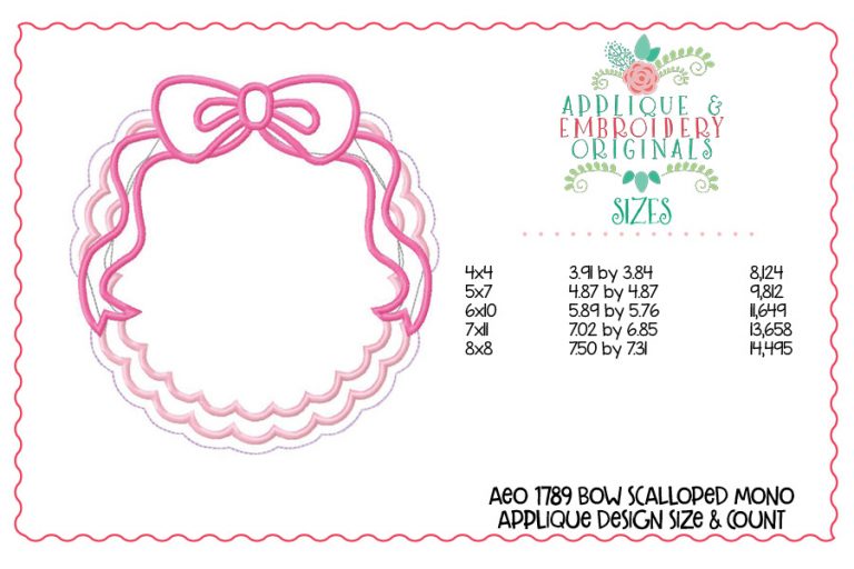 1789 Bow Scalloped Monogram Frame Applique Design - Image 3