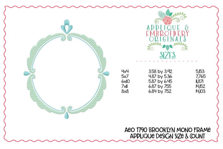 1790 Brooklyn Monogram Frame Embroidery Design - Image 2