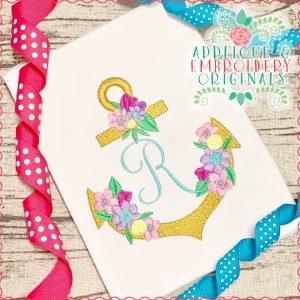 1798 Floral Anchor Monogram Frame Design