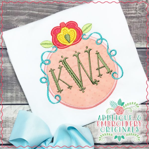1801 Flower 2 Monogram Frame Applique Design - Image 2