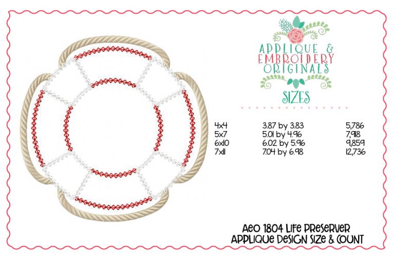 1804 Life Preserver Applique Design - Image 2