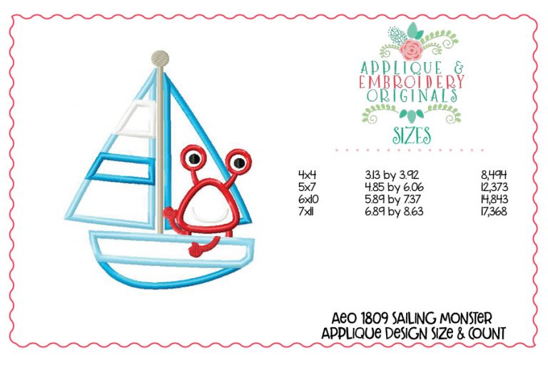 1809 Sailing Monster Applique Design - Image 2